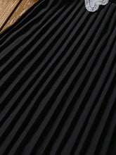 Young Girl Elegant Colorblock Lace Patchwork Puff Sleeve Pleated Dress